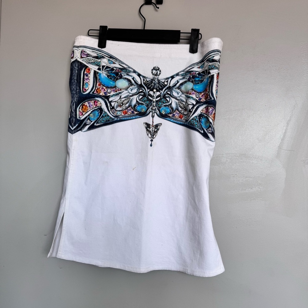 Tarun Tahiliani Dragonfly Printed Skirt in White Size Small